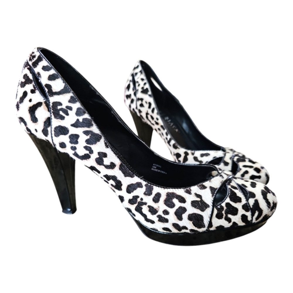 White House Black Market Cow Print Heels Animal Print Size 10